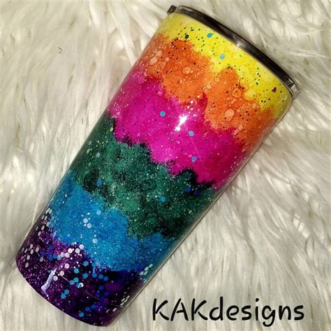 Rainbow Tumblers Alcohol Ink Yeti Tumblers Rainbow Tie Dyed Etsy