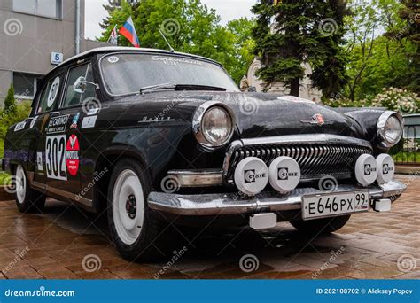 Black Sport Gaz M Volga At Classic Soviet Car Exhibition Editorial