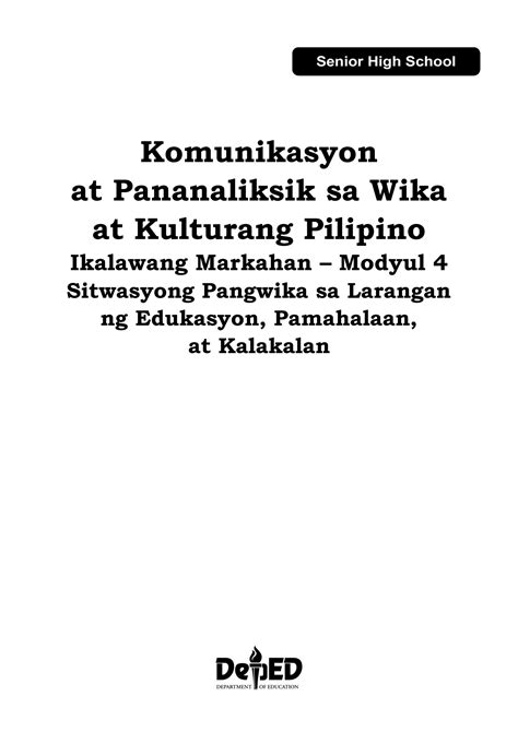 Solution Kpwkp Q Mod Sitwasyong Pangwika Sa Larangan Ng Edukasyon