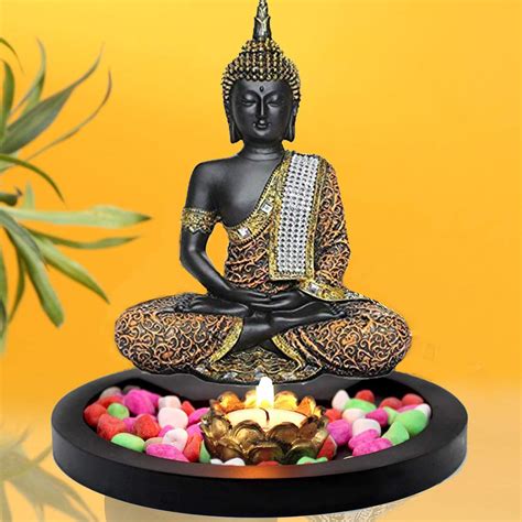 Buy SN Handicrafts Sitting Buddha Idol Statue Showpiece With Wooden