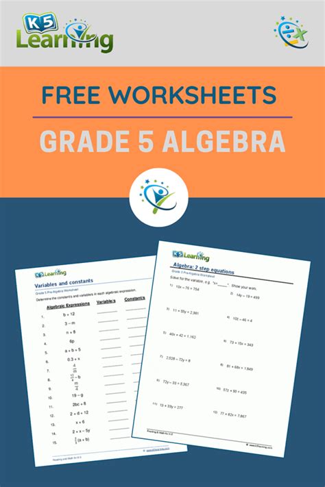 Mathematics Worksheets For Grade 5 Algebra