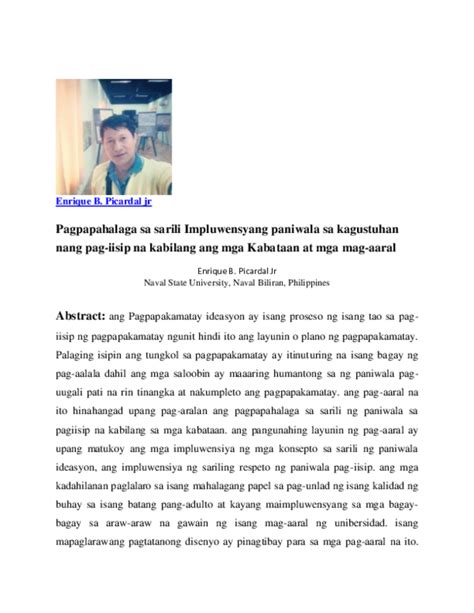 (PDF) Pagpapahalaga sa sarili Impluwensyang paniwala sa kagustuhan nang ...