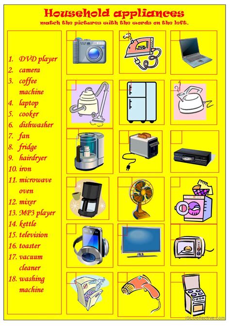 Household Appliances English Esl Worksheets Pdf And Doc