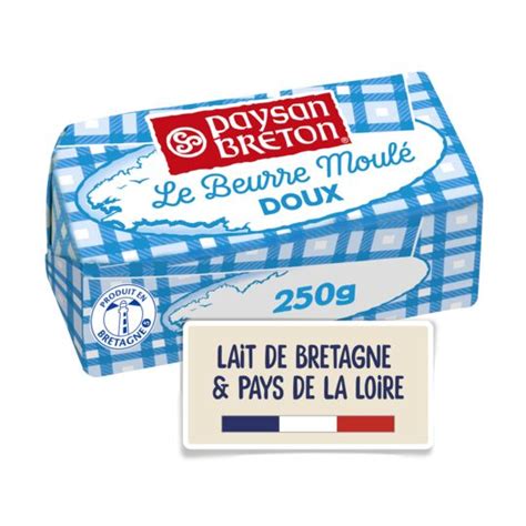 Beurre Doux Moulé PAYSAN BRETON la plaquette de 250 g à Prix Carrefour