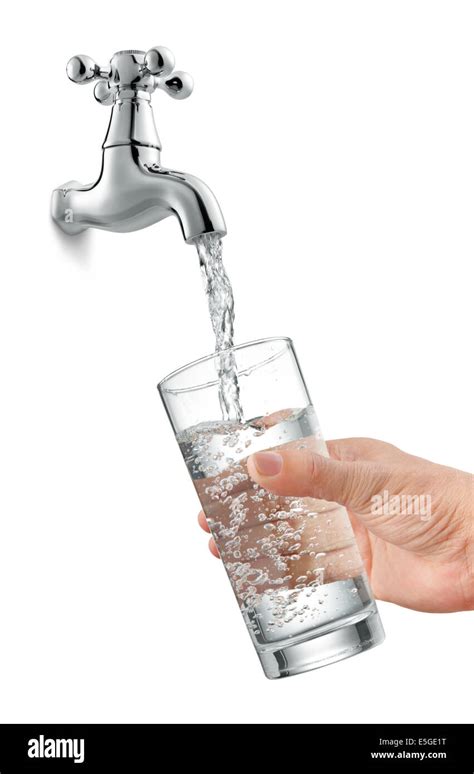 Filling A Glass Of Water From Tap Stock Photo Alamy