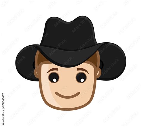 Cartoon Cowboy Face Stock Vector Adobe Stock