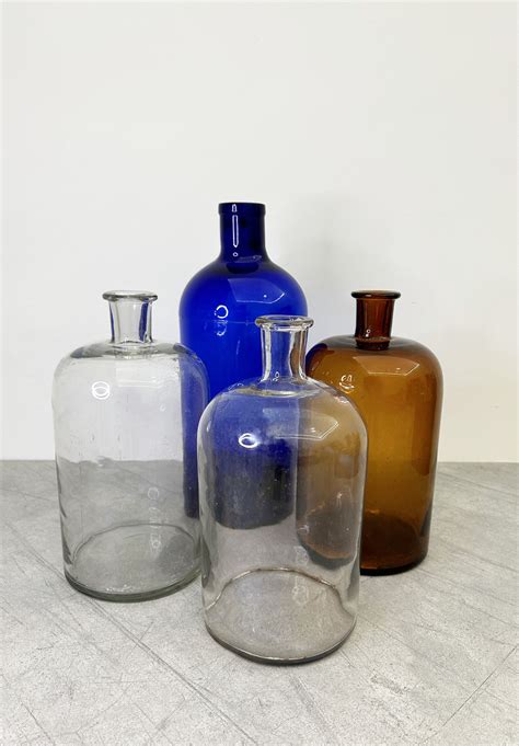 Rivesto 2 Large Vintage Clear Glass Apothecary Bottles