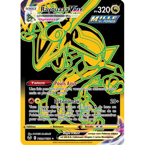 Rayquaza Vmax Tg Tg Secr Te Gold Mille Poings Carte Pok Mon