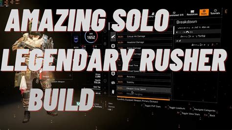 The Division 2 Solo Legendary Rusher Build Tu 12 Youtube