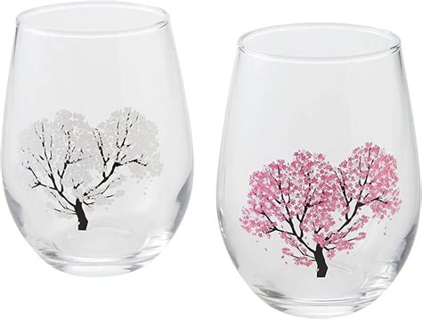 Japanese Sakura Cherry Blossom Color Changing Glass Cups Pair Magical