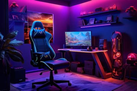 Premium AI Image | RGB lighting Gaming Room Wallpaper