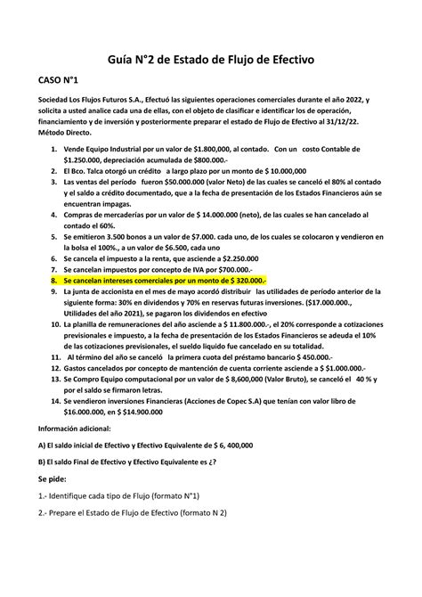 Gu A N De Estado De Flujo De Efectivo Gu A N De Estado De Flujo