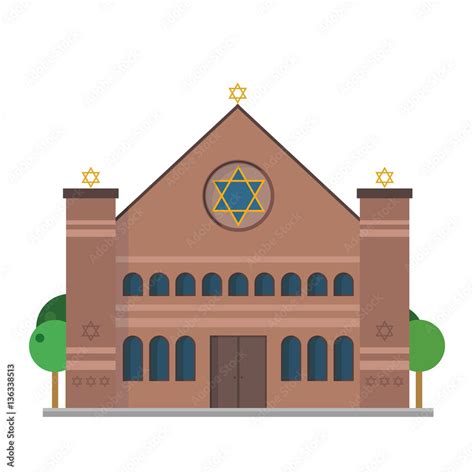 Cute Cartoon Vector Illustration Of A Synagogue Stock Vector Adobe Stock