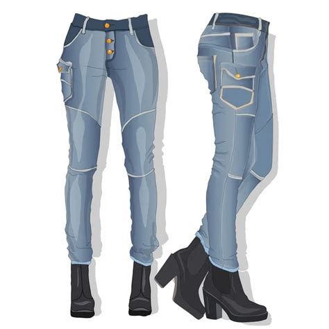 Vector Boot Cut Style Jeans Female Denim Pants Stock Vector Image By