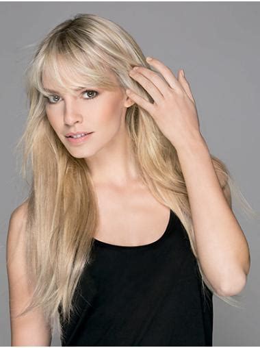 Straight Capless Platinum Blonde With Bangs Synthetic Perfect Long Wigs
