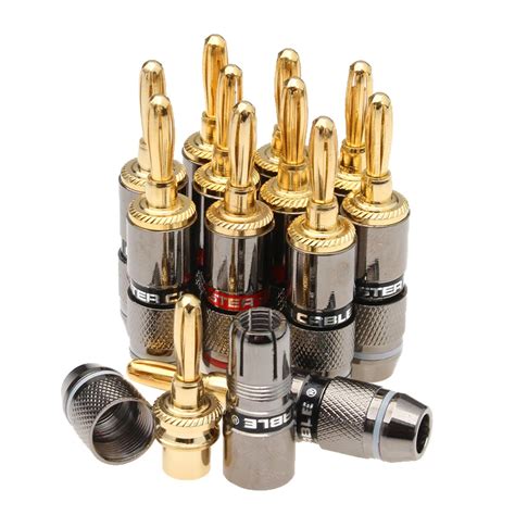 812pcs Speaker Banana Plug Connector Monster 24k Gold Plated Copper