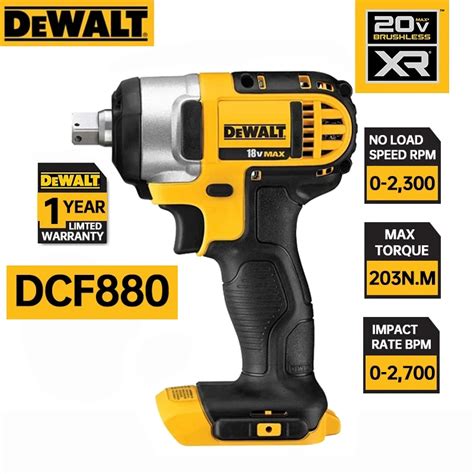 Dewalt 20v Chave De Impacto Sem Fio Dcf880 Alto Torque 203n M