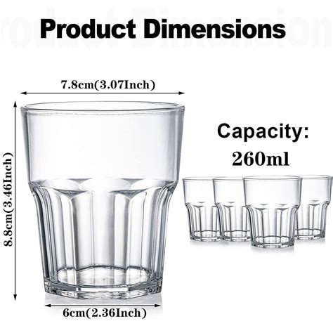 9 Oz Clear Acrylic Drinkware Stackable Unbreakable Tumblers Whiskey Cup Set Of 6