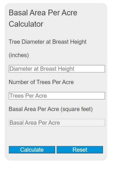 Basal Area Per Acre Calculator Calculator Academy