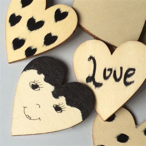 Pcs Unfinished Wooden Hearts Blank Wood Slices Heart Love Diy Crafts