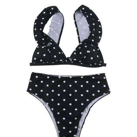 Sexy High Waist Bikini Women Swimwear Push Up Swimsuit Ruffle Bathing Suit Polka Dot Biquinis