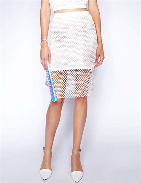 White Net Pencil Skirt Fashion Fashion Silhouette Pencil Skirt Diy