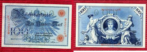 Kaiserreich 10 X 100 Mark Banknote Reichsbanknoten Lot Of 10