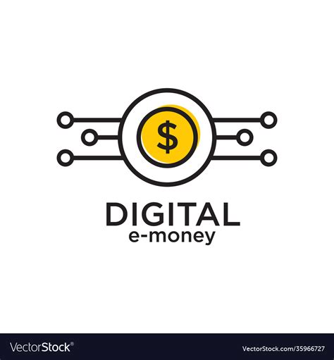 Digital E Money Coin Logo Design Template Vector Image