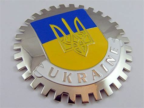 Grille Badge Ukraine Car Truck Mount Ukrainian Flag With Tryzub Triden