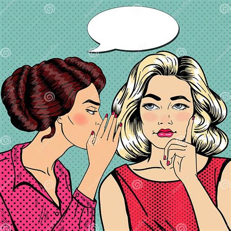 Young Woman Whispering Secret To Her Friend Pop Art Stock Vector