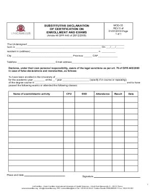 Fillable Online Declarations In Substitution Of Certificates Fax Email
