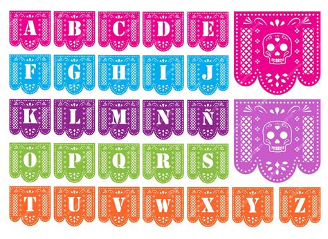 Premium Vector Papel Picado With The Letters Of The Alphabet And With