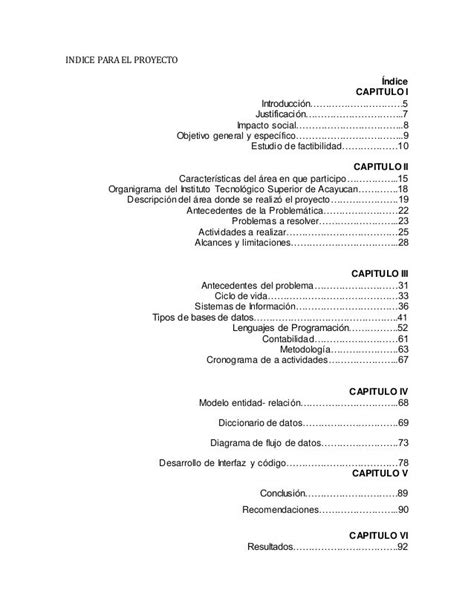 Indice Para El Proyecto Índice Capitulo I Introducción5 Justificación7