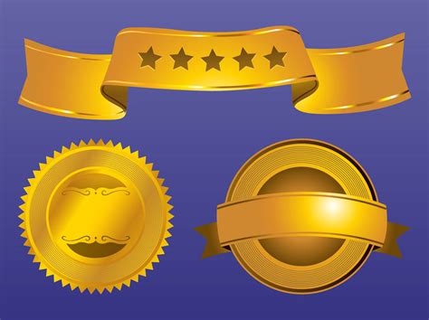 Gold Badges Vector Art And Graphics