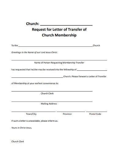 5 Letter Of Transfer Of Church Membership Templates In Pdf Doc