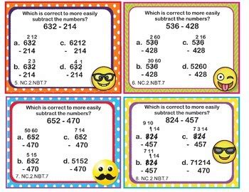 North Carolina Math Nc Nbt Nd Grade Task Cards Add And Subtract To