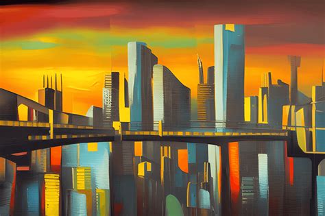 Urban Landscape Art Deco Oil Painting · Creative Fabrica