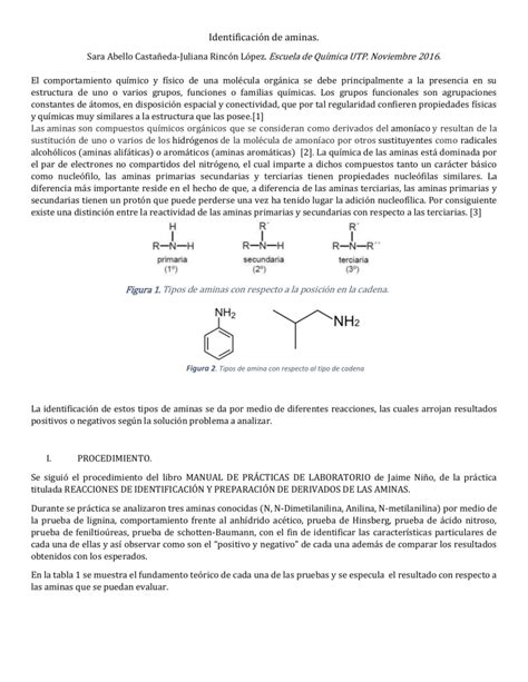 Identificacion De Aminas