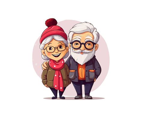 Premium Vector Couple Grandma And Grandpa Together Cute Cartoon Style