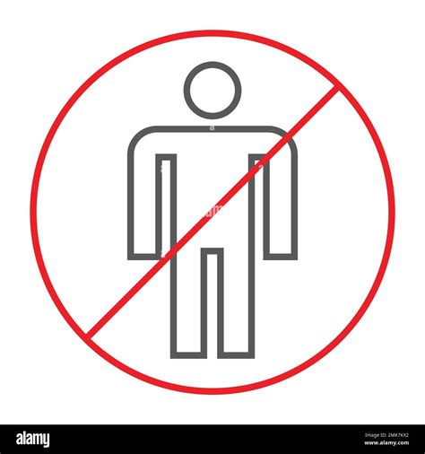 No People Thin Line Icon Prohibited And Ban No Human Sign Vector