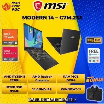 Jual Laptop Msi Modern Ryzen Ram Gb Gb Ssd Full Hd