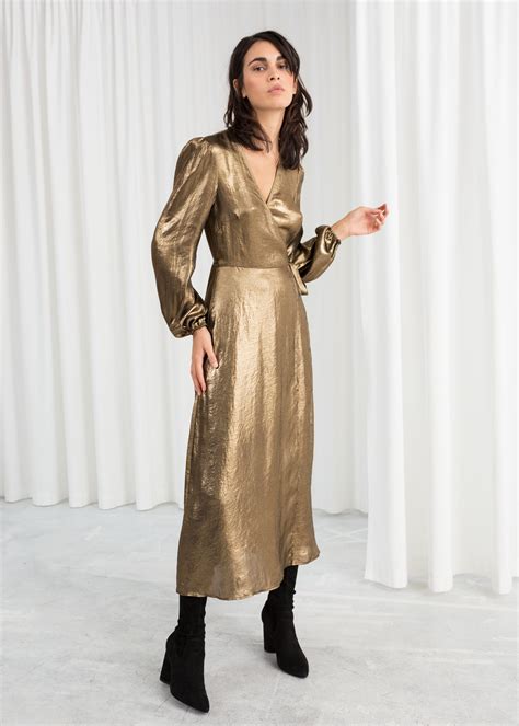 And Other Stories Metallic Satin Midi Dress