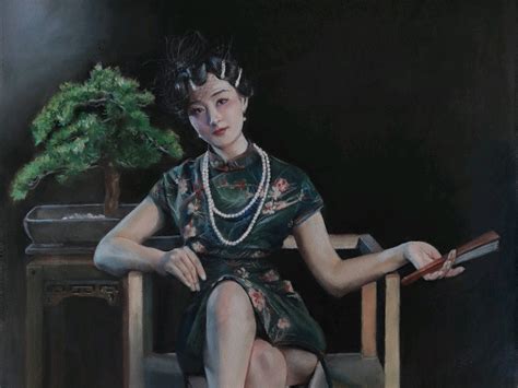 夏闲（色粉人物画——悠闲的旗袍少女）盛世江山 站酷zcool