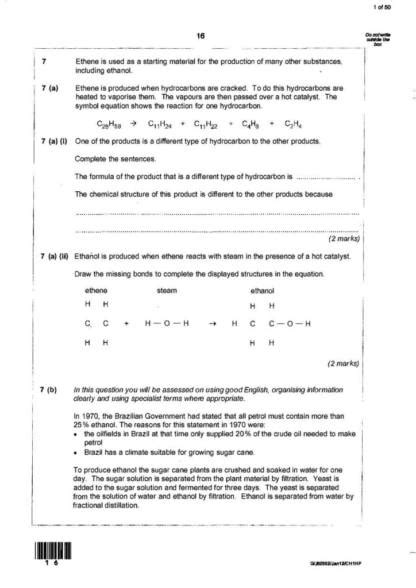 Aqa A Level Chemistry Marks Sample Questions Studylast