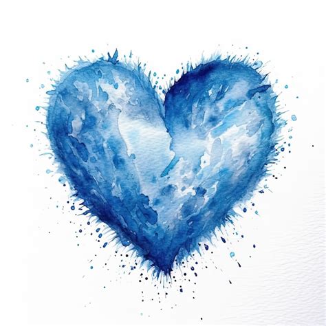 Premium AI Image Blue Watercolor Heart Illustration AI GenerativexA