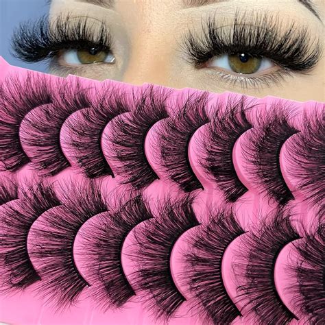 10 Pairs Faux Mink Lashes Wispy False Eyelashes Wispy Dramatic Lashes 20mm Long