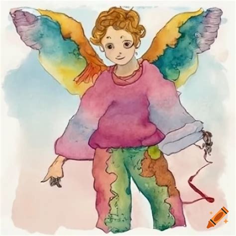 Androgynous Peter Pan Cupid With Long Colored Hair And Sweater On Craiyon