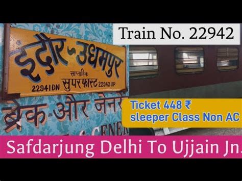 Safdarjung Delhi To Ujjain Train Journey