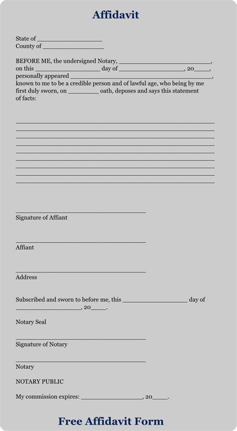 Free Printable Affidavit Form Printable Forms Free Online