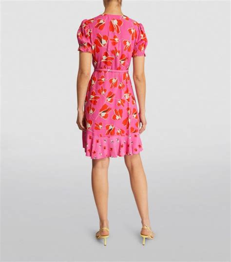 Womens DVF Diane Von Furstenberg Multi Floral Joanna Mini Dress